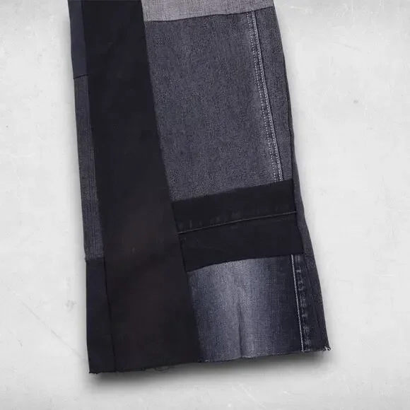 Heke Design Patchwork Jeans Wide Leg Upcycled Sustainable Women XS Black NZ Made - Picture 6 of 16